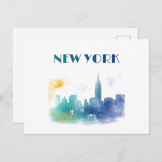 ニューヨークシティスカイラインNYCトラベルアメリカリバティ ポストカード (正面/裏面)