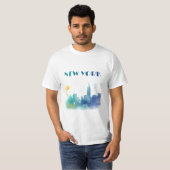 ニューヨークシティスカイラインNYCトラベルアメリカリバティ Tシャツ (正面フル)