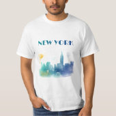 ニューヨークシティスカイラインNYCトラベルアメリカリバティ Tシャツ (正面)