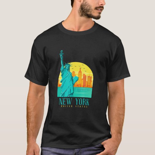 ニューヨークシティスカイラインNYCニューヨーカーシティスケープ Tシャツ (正面)