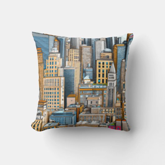 ニューヨークシティスケープイラストレーション クッション (正面)