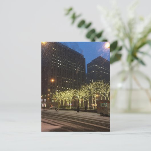 ニューヨークシティスノーデイウィンターミッドタウンマンハッタン ポストカード (スタンド正面)
