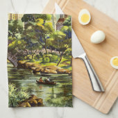 ニューヨークシティセントラルパークヴィンテージポスター キッチンタオル (四つ折り)