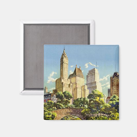 ニューヨークシティセントラルパークヴィンテージポスター マグネット (正面/裏面)