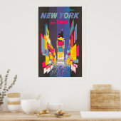 ニューヨークシティタイカラフルムズスクエアヴィンテージトラベル ポスター (キッチン)