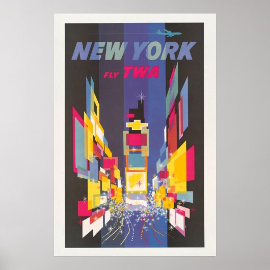 ニューヨークシティタイカラフルムズスクエアヴィンテージトラベル ポスター (正面)