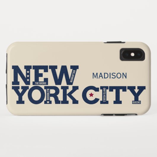 ニューヨークシティタイポグラフィ名前をカスタムする電話ケース Case-Mate iPhoneケース (裏面(横))