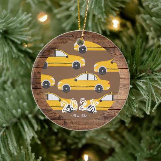 ニューヨークシティタクシー名前をカスタムする – 年 セラミックオーナメント (ツリー)
