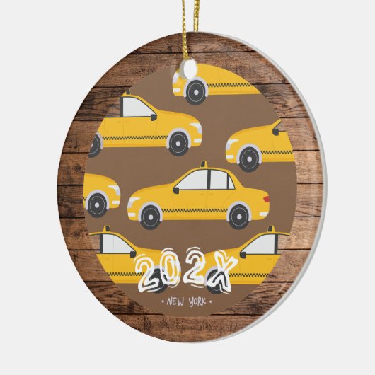 ニューヨークシティタクシー名前をカスタムする – 年 セラミックオーナメント (左)