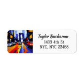 ニューヨークシティテーマ忙しのシティ通り ラベル (正面)