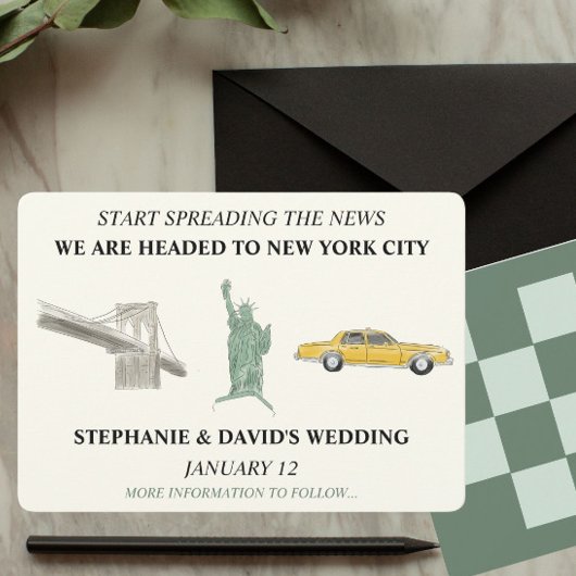 ニューヨークシティデイトウォーターカラースケッチ 招待状