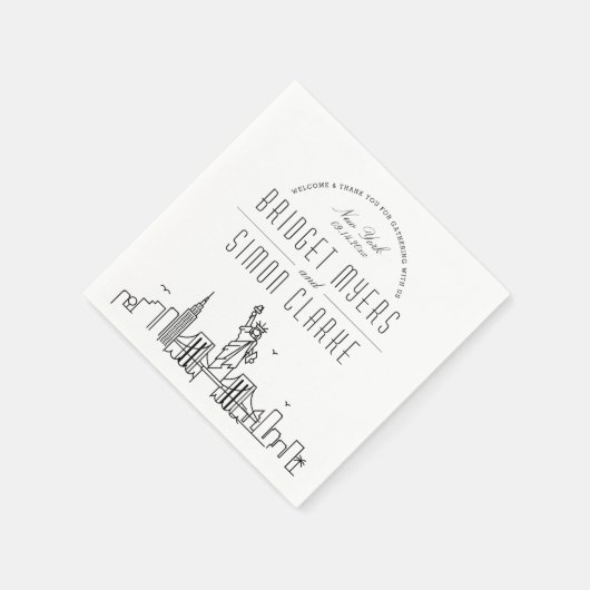 ニューヨークシティデコスカイライン | 結婚のイベント スタンダードカクテルナプキン (角)