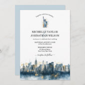 ニューヨークシティデスティネーションウェディングウォーターカラー 招待状 (正面/裏面)