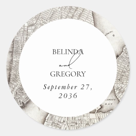 ニューヨークシティデスティネーションニューヨーク結婚ズ ラウンドシール (正面)