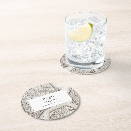 ニューヨークシティデスティネーションニューヨーク結婚ズ ラウンドペーパーコースター (インサイチュ)