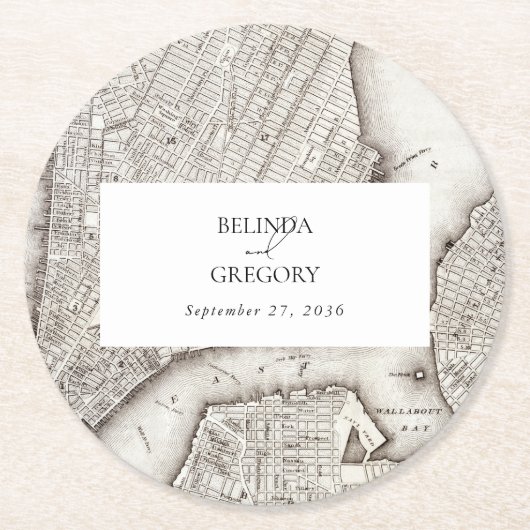 ニューヨークシティデスティネーションニューヨーク結婚ズ ラウンドペーパーコースター (正面)