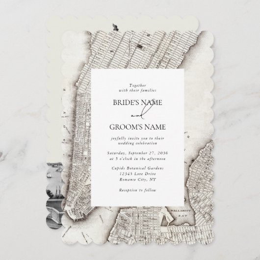 ニューヨークシティデスティネーションニューヨーク結婚ズ 招待状 (正面/裏面)