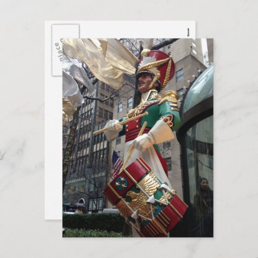 ニューヨークシティドラマー少年クリスマスホリデイNYC シーズンポストカード (正面/裏面)