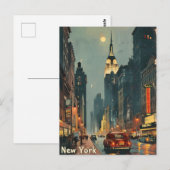ニューヨークシティナイトエンパイアステートエレガンスヴィンテージ ポストカード (正面/裏面)