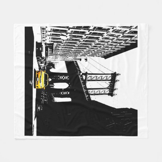 ニューヨークシティニューヨークイエロータクシーアーポップ・アートのト フリースブランケット (正面(横))