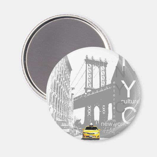 ニューヨークシティニューヨークイエロータクシーアーポップ・アートのト マグネット (正面/裏面)