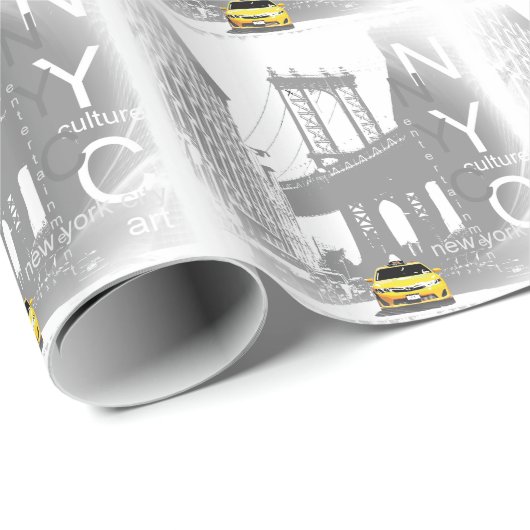 ニューヨークシティニューヨークイエロータクシーアーポップ・アートのト ラッピングペーパー (ロールコーナー)
