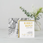 ニューヨークシティニューヨークラブロケーター | RSVP返信 箔招待状ポストカード (立ち正面)