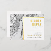 ニューヨークシティニューヨークラブロケーター | RSVP返信 箔招待状ポストカード (正面/裏面)