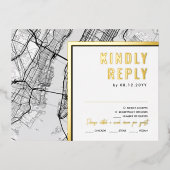 ニューヨークシティニューヨークラブロケーター | RSVP返信 箔招待状ポストカード (正面)
