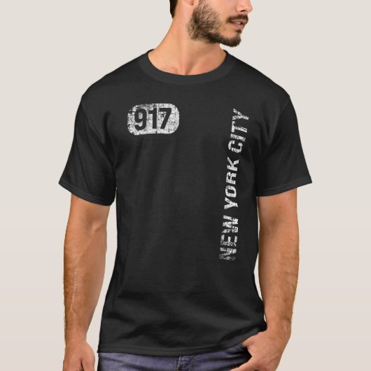 ニューヨークシティニューヨーク917エリアコードヴィンテージレトロ Tシャツ (正面)