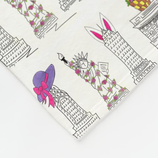 ニューヨークシティハッピーイースターパレードNYCランドマーク フリースブランケット (角)