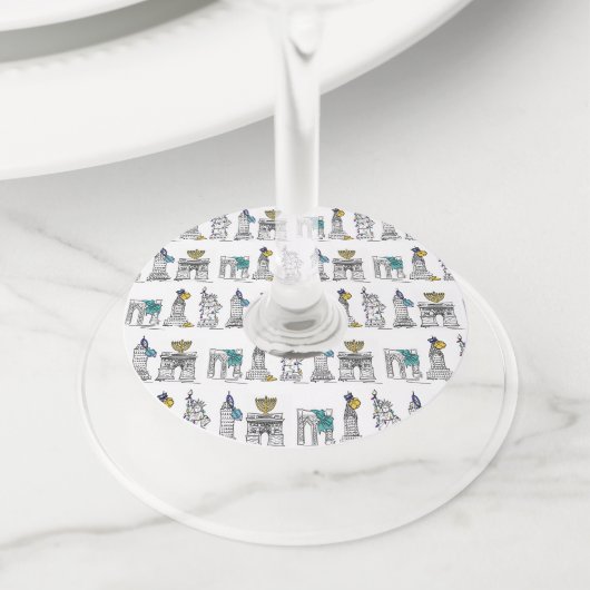 ニューヨークシティハヌカーNYCユダヤの休日 ワイングラスタグ (クローズアップ)