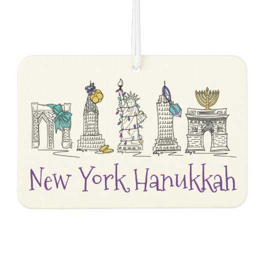 ニューヨークシティハヌカーNYCユダヤ人ホリデーハヌカー（ユダヤ教の祭り） カーエアーフレッシュナー (正面)