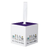 ニューヨークシティハヌカーNYCユダヤ人ホリデーハヌカー(ユダヤ教の祭り) キューブオーナメント (正面アングル)