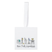 ニューヨークシティハヌカーNYCユダヤ人ホリデーハヌカー(ユダヤ教の祭り) キューブオーナメント (正面)