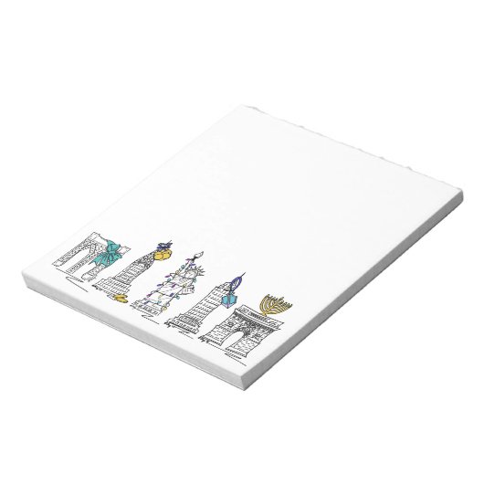 ニューヨークシティハヌカーNYCユダヤ人ホリデーハヌカー(ユダヤ教の祭り) ノートパッド (回転)