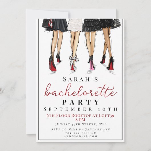 ニューヨークシティバチェロレッテファッションイラストレーション 招待状 (正面)