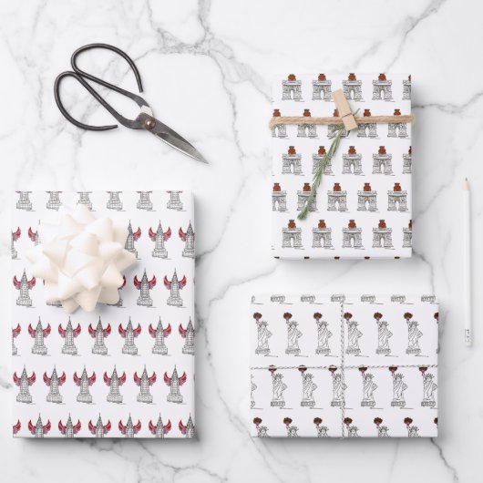 ニューヨークシティバレンタインデーNYCランドマーク ラッピングペーパーシート (正面)