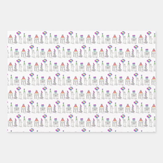 ニューヨークシティバースデーパーティーNYCランドマークス ラッピングペーパーシート (正面3)