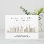 ニューヨークシティビッグ誕生日アップルパーティー金ゴールド 招待状 (スタンド正面)