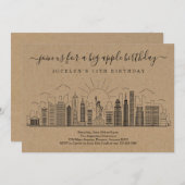 ニューヨークシティビッグ誕生日アップルパーティー 招待状 (正面/裏面)