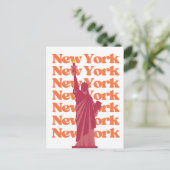 ニューヨークシティピンクオレンジNYC旅行 ポストカード (スタンド正面)