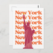 ニューヨークシティピンクオレンジNYC旅行 ポストカード (正面/裏面)