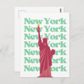 ニューヨークシティピンクグリーンNYC旅行 ポストカード (正面/裏面)