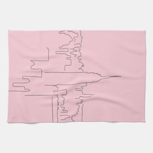 ニューヨークシティピンクミニマル線 キッチンタオル (横)