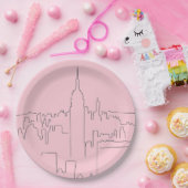 ニューヨークシティピンクミニマル線 ペーパープレート (パーティー)