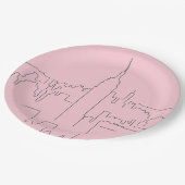 ニューヨークシティピンクミニマル線 ペーパープレート (アングル)