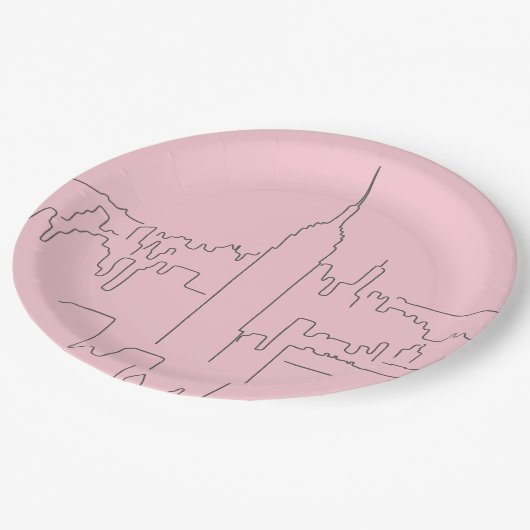 ニューヨークシティピンクミニマル線 ペーパープレート (アングル)