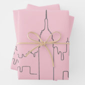 ニューヨークシティピンクミニマル線 ラッピングペーパーシート (インサイチュ)