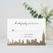 ニューヨークシティフェイク金ゴールドRSVPカード 出欠カード (スタンド正面)